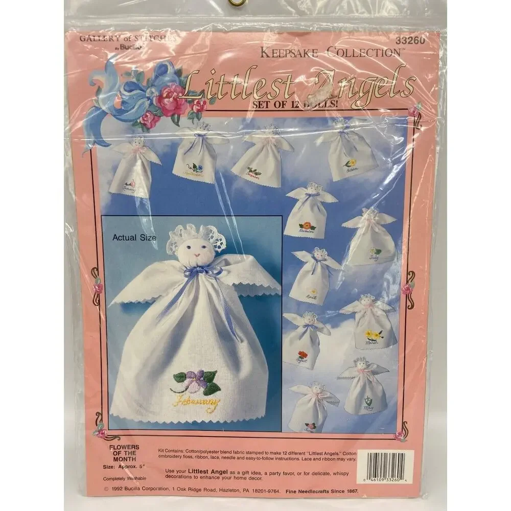 New Bucilla Flowers of the Month 1992 Gallery Stitches 12‎ Littlest Angels 33260